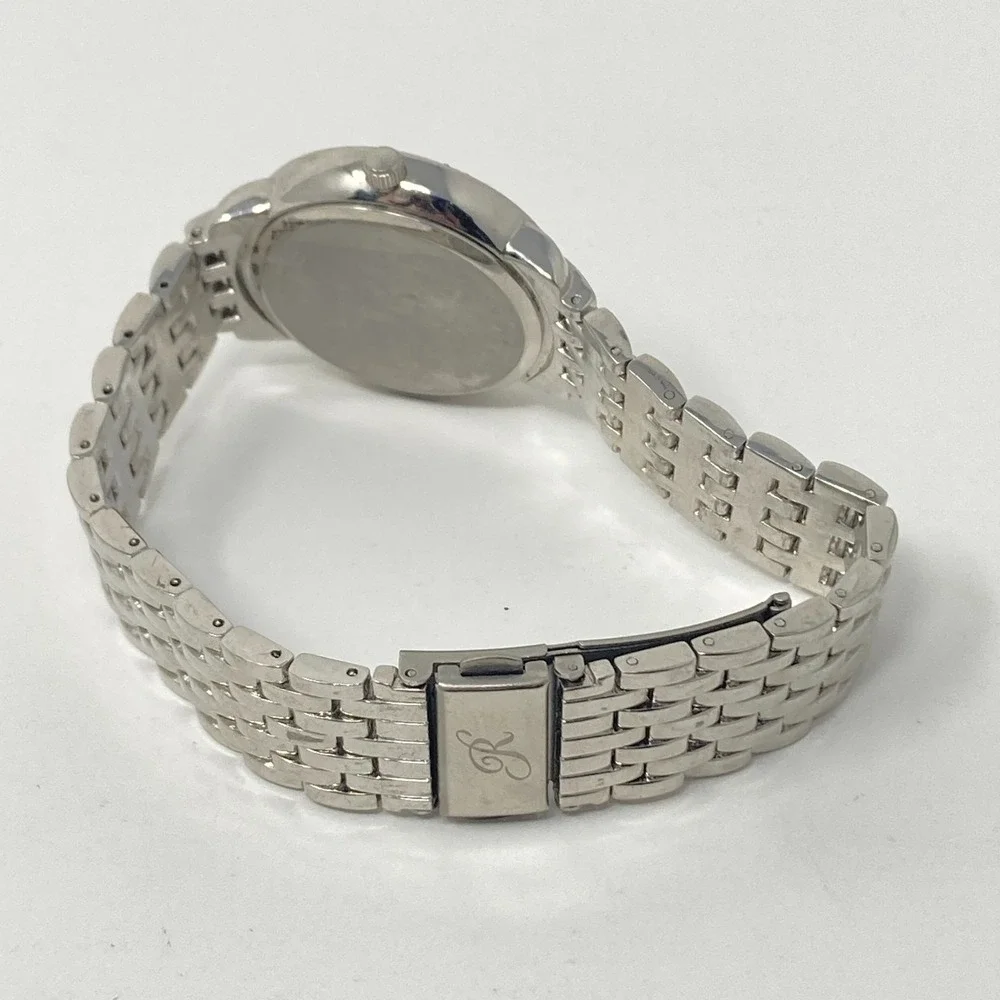 Rampage Womens Watch 36mm Floral Crystals Silver Tone Black Bling New Battery 8